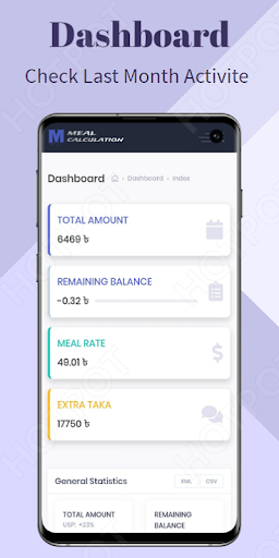 Android application Meal Calculation screenshort