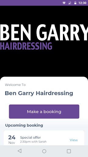 Android application Ben Garry Hairdressing screenshort