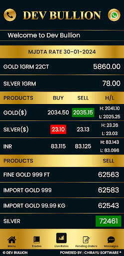 Android application DEV BULLION screenshort