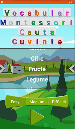 Android application Montessori Caută Cuvinte screenshort