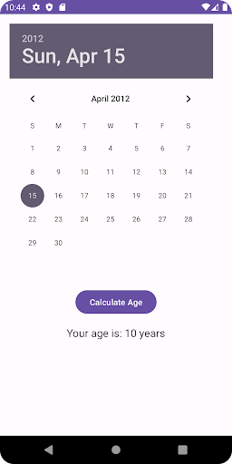 Android application WTM Age Calculator screenshort