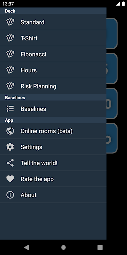 Android application Scrum Poker Cards (Agile) screenshort