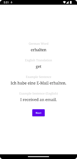 Android application German Vocabulary Quiz screenshort