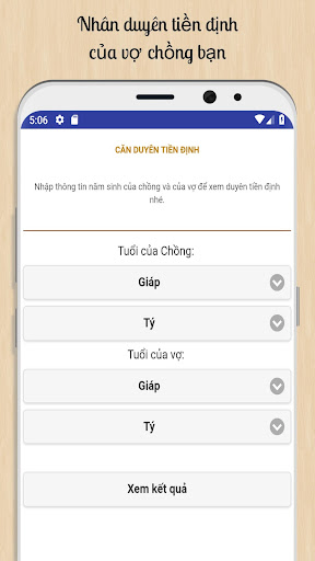 Android application Căn Duyên Tiền Định screenshort