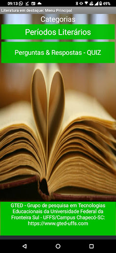 Android application Literatura em destaque screenshort