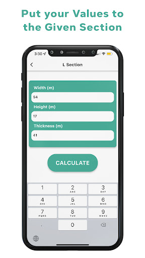 Cross Section Area Calculator Screen 3