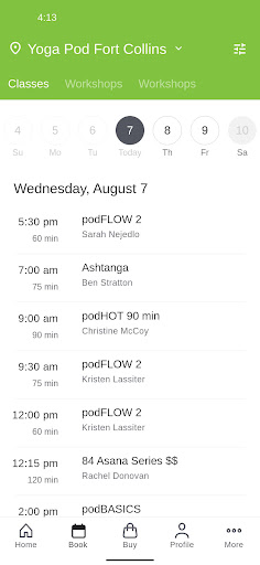 Screenshot of Yoga Pod