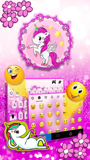 Glitter Purple Unicorn Keyboar Screen 3