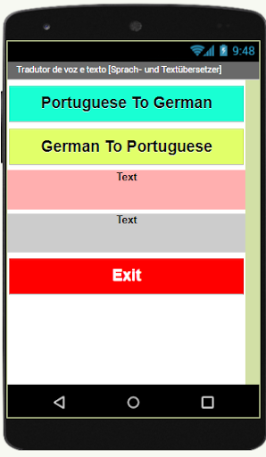 German - Portuguese Translator Screen 2