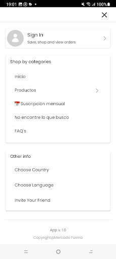 Android application Mercadofarma screenshort