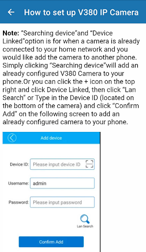 Android application V380 ip camera guide screenshort