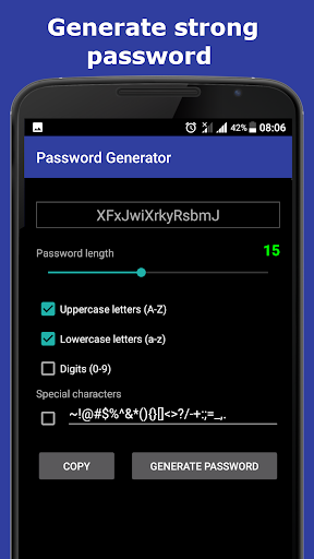 Android application Password Generator screenshort