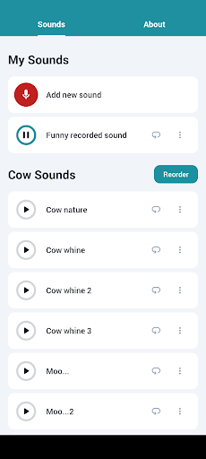 Android application Cow Sounds screenshort
