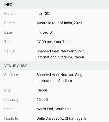 India vs Canada Live Screen 2