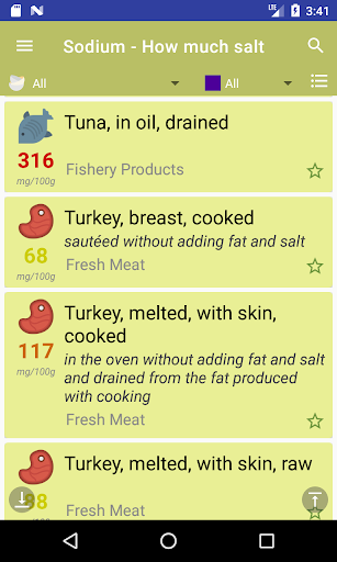 Android application Sodium - How much salt screenshort