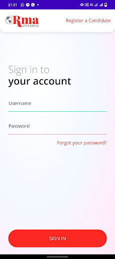 Android application RMA Overseas screenshort