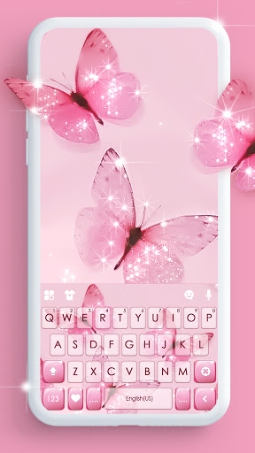 Android application Pink Butterfly Keyboard Backgr screenshort