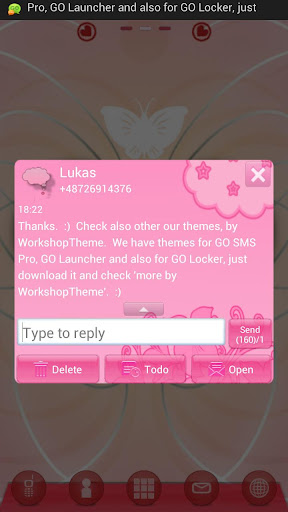 Animal Theme Pink GO SMS Pro Screen 3