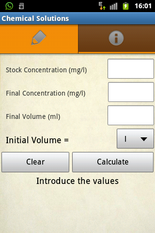 Android application Chemical solutions Pro screenshort
