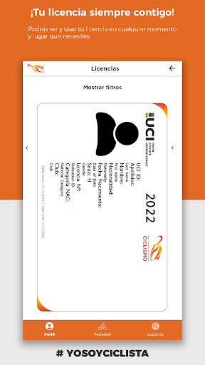 Android application YOSOYCICLISTA screenshort