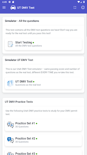 Utah DMV Permit Test Screen 3