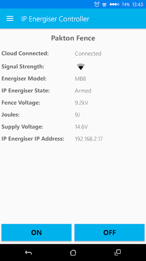 Android application IP Energizer Controller screenshort
