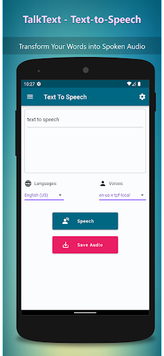 Android application TalkText: Text-to-Speech App screenshort