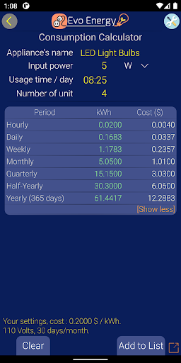 EvoEnergy - Calculator Premium Screen 2