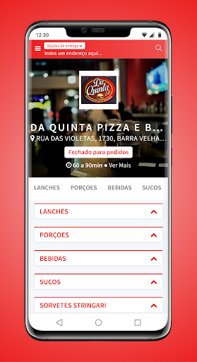 Android application Da Quinta Pizza e Burguer screenshort