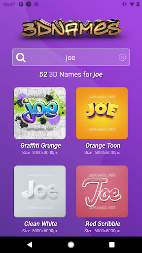 3D Names Screen 2