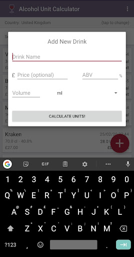 Alcohol Unit Calculator