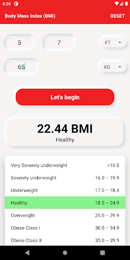 BMI Calculator Screenshot