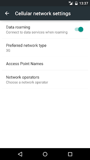 Android application Data Settings screenshort