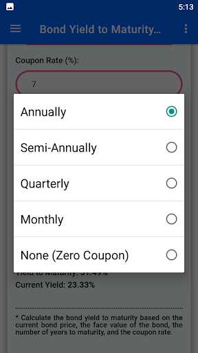 Yield to Maturity Calculator Screen 3