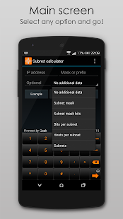 Captura de pantalla de la calculadora de subred