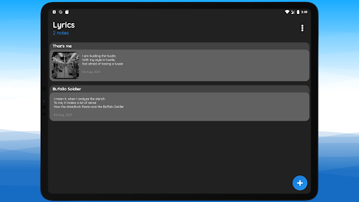 Screenshot of write lyrics & save your ideas