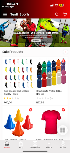 Android application Tenth Sports Store screenshort