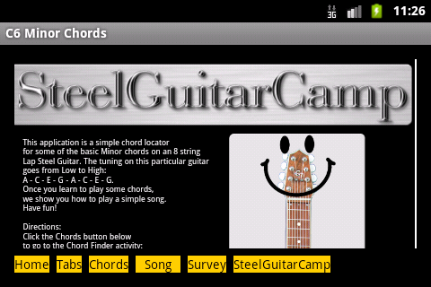 Android application Simple C6 Minor Chord Locator screenshort