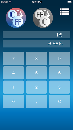 Android application Euro to Frenc Franc Converter screenshort