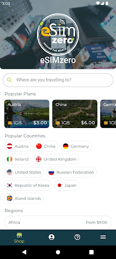 Android application eSIMzero screenshort