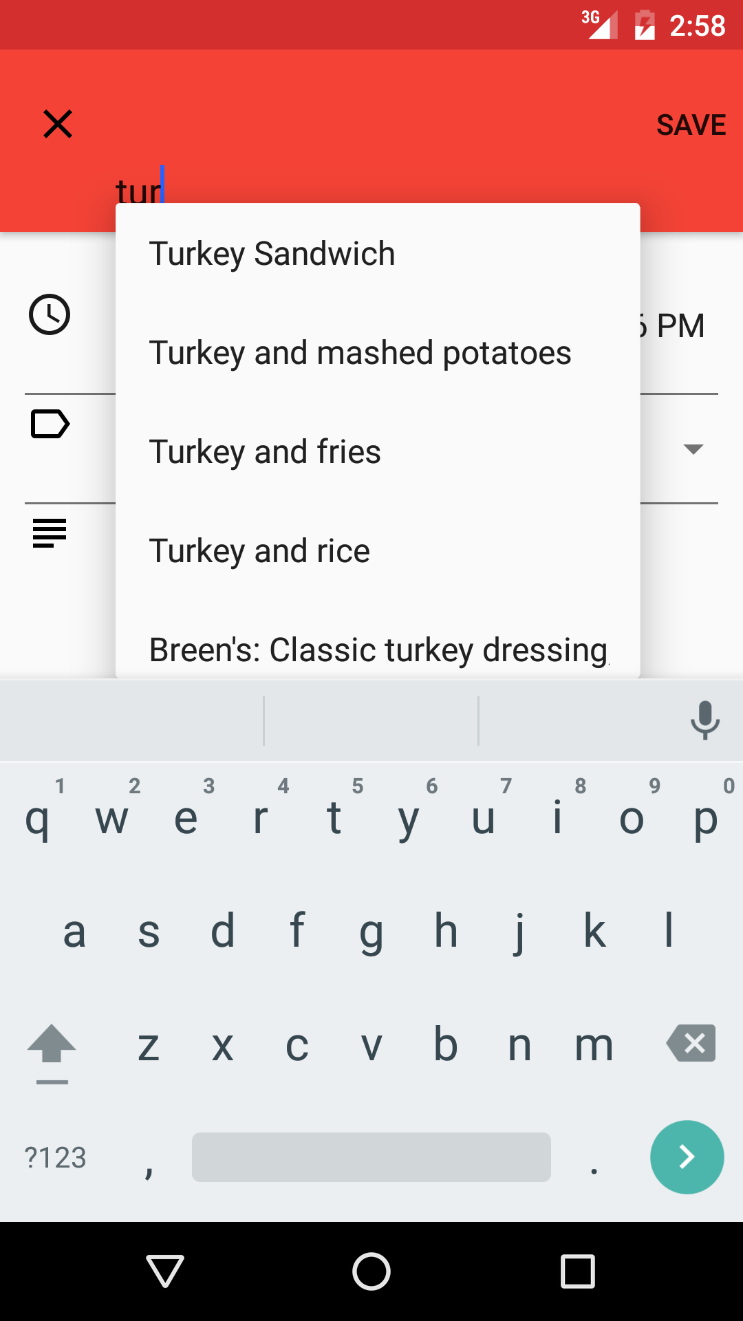 Android application Food Diary screenshort