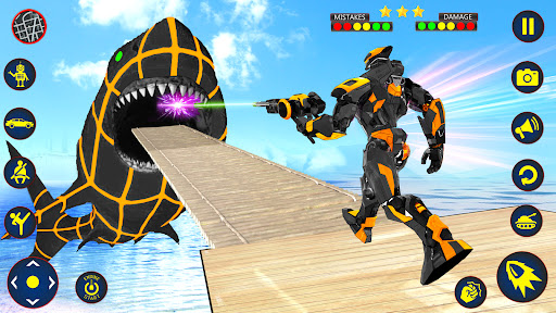 Shark Robot Car Transform Game Screen 3