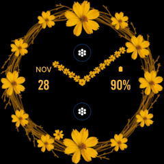 Yellow Floral Analog Watchface