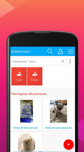Android application В добрые руки screenshort
