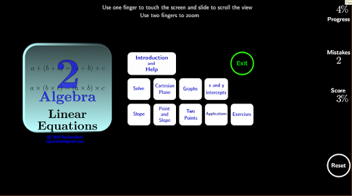 Android application Algebra Tutorial 2: Linear Eqs screenshort