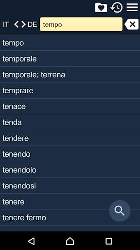 Android application Italian German Dictionary screenshort