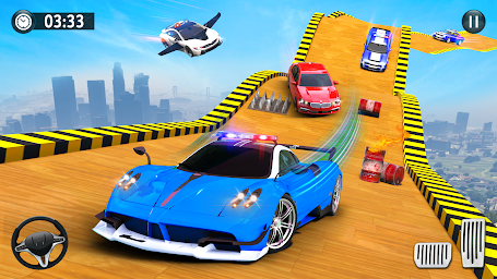 Flying Police Car Stunts Games