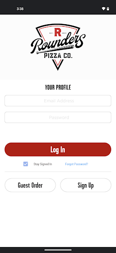 Screenshot of Rounders Pizza App