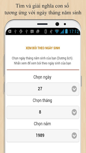 Android application XEM BÓI NGÀY SINH screenshort