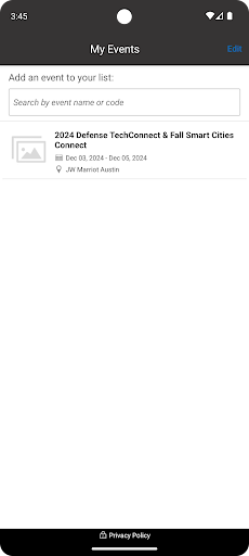 TechConnect Events Screen 2